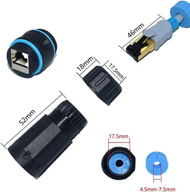 Alt view image 3 of 5 - 10 PCS IP68 Waterproof RJ45 Coupler, Shielded Pure Copper Ethernet Coupler, IP68 Waterproof Outdoor LAN Cable Connector for Cat5, Cat5e/Cat6/Cat7/Cat8 Ethernet Cable (Female)