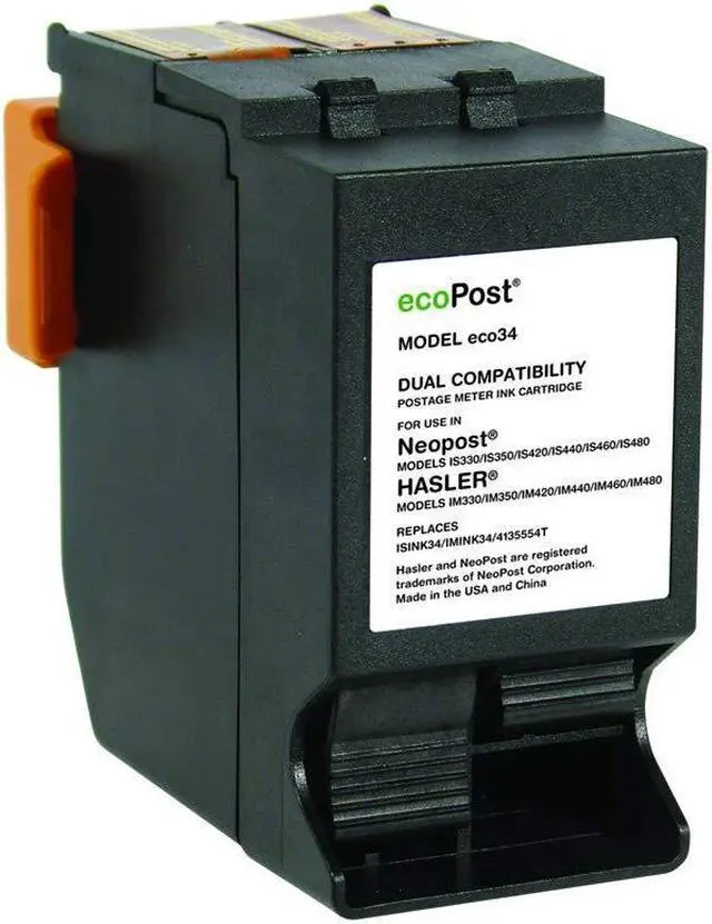 Alt view image 2 of 5 - ecoPost Brand Remanufactered Postage Meter Cartridge Replacement for Quadient Hasler ISINK34, IMINK34, 4135554T, ININK67 | Red
