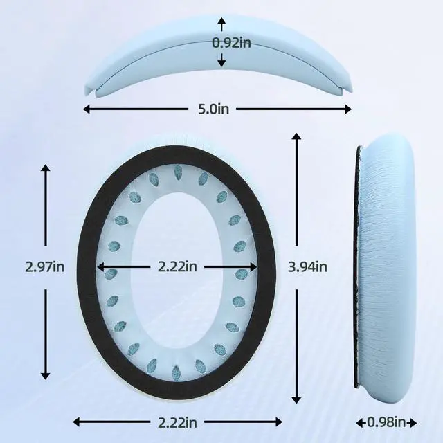 Alt view image 3 of 5 - Laselan Earpads and Headband Cover Ear Muffs for Bose QC35 QC45 Headphones Accessories with Protein Leather& Memory Foam (Sky Blue)