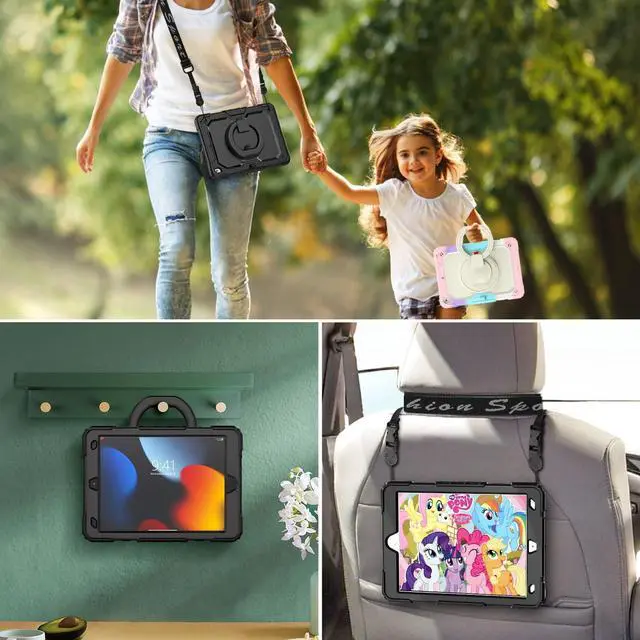 Alt view image 5 of 5 - Timecity for iPad 9th/ 8th/ 7th Generation Case 10.2 inch (for iPad 9/8/ 7 Case): with Strong Protection, Screen Protector, Handle, Shoulder Strap, 360° Rotating Stand, Pencil Holder - Black