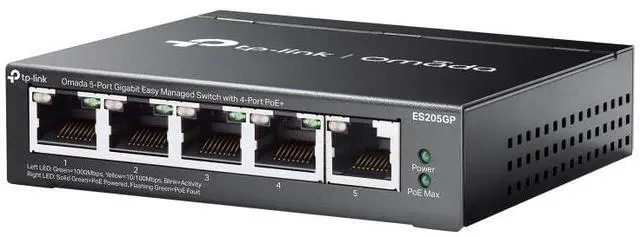 Alt view image 3 of 5 - TP-Link Omada 5-Port Gigabit Easy Managed Switch with 4-Port PoE+