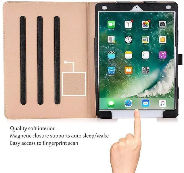 Alt view image 3 of 5 - ProCase iPad Air 3 10.5" 2019 / iPad Pro 10.5" 2017 Black Stand Folio Case Bundle with Tempered Glass Screen Protector
