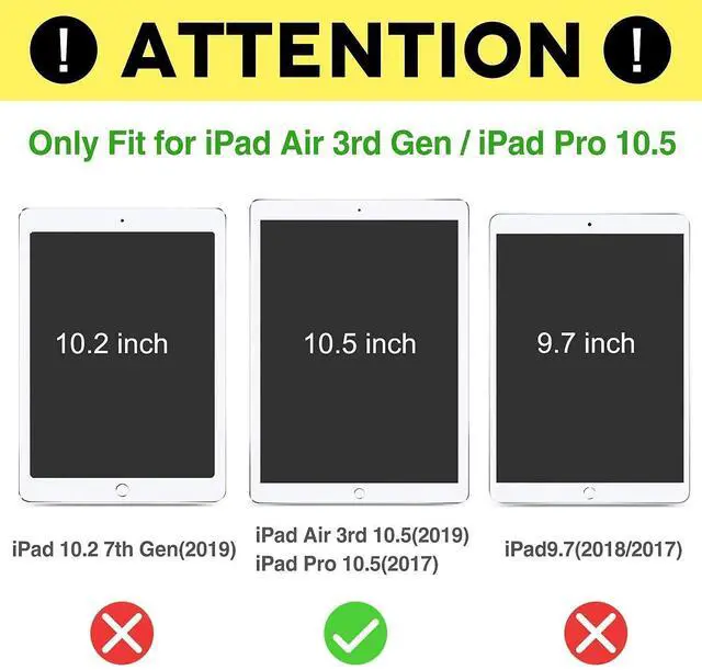 Alt view image 2 of 5 - ProCase iPad Air 3 10.5" 2019 / iPad Pro 10.5" 2017 Black Stand Folio Case Bundle with Tempered Glass Screen Protector