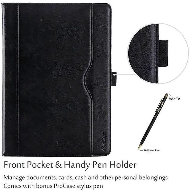 Alt view image 5 of 5 - ProCase iPad Air 3 10.5" 2019 / iPad Pro 10.5" 2017 Black Stand Folio Case Bundle with Tempered Glass Screen Protector