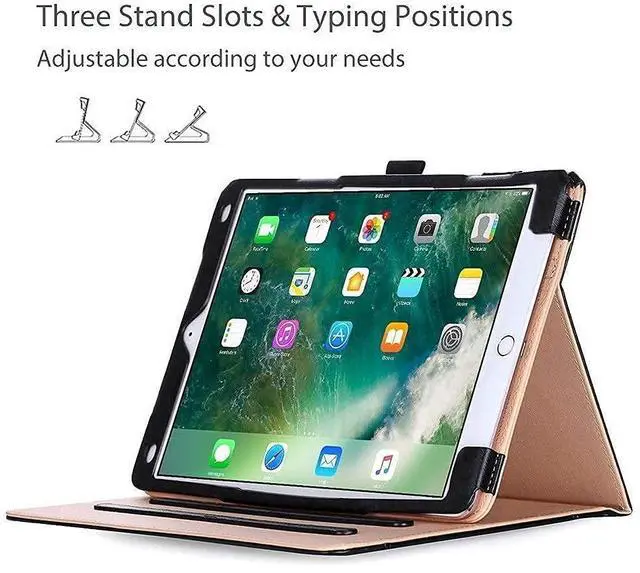 Alt view image 4 of 5 - ProCase iPad Air 3 10.5" 2019 / iPad Pro 10.5" 2017 Black Stand Folio Case Bundle with Tempered Glass Screen Protector