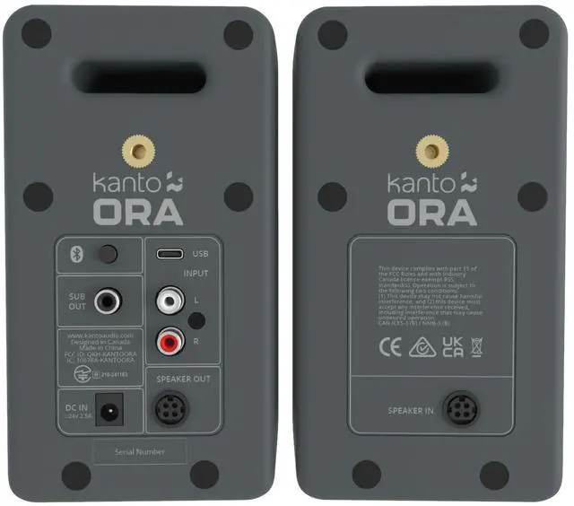 Alt view image 5 of 5 - Kanto ORAMG 100W Powered Reference Desktop Computer Speakers with Bluetooth 5.0 and USB-C Input | Bi-Amplified | 100 Hz Automatic Crossover | Reference Quality Sound | Pair | Grey