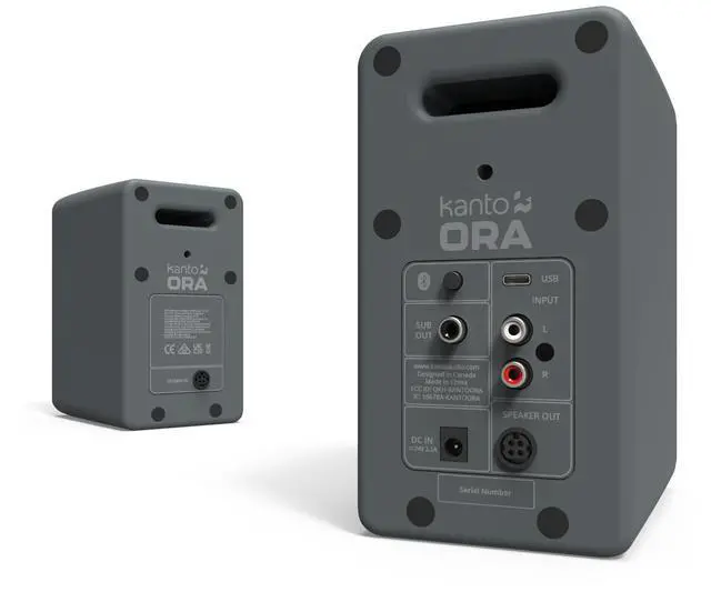 Alt view image 4 of 5 - Kanto ORAMG 100W Powered Reference Desktop Computer Speakers with Bluetooth 5.0 and USB-C Input | Bi-Amplified | 100 Hz Automatic Crossover | Reference Quality Sound | Pair | Grey