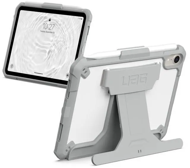 Main image of URBAN ARMOR GEAR UAG Designed for iPad mini A17 Pro Case (7th Gen, 2024) A2993 A2995 A2996 8.3" Scout Healthcare with Hand Strap, Kickstand & Pencil Holder Rugged MIL-STD Protective Cover, White Gray