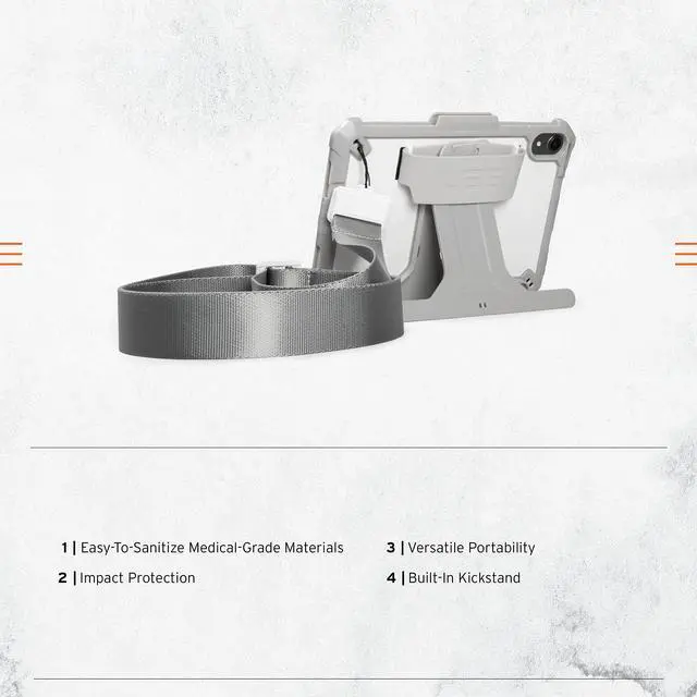 Alt view image 2 of 5 - URBAN ARMOR GEAR UAG Designed for iPad mini A17 Pro Case (7th Gen, 2024) A2993 A2995 A2996 8.3" Scout Healthcare with Hand Strap, Kickstand & Pencil Holder Rugged MIL-STD Protective Cover, White Gray