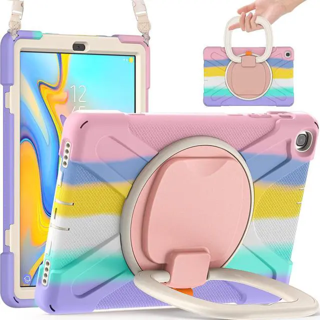 Main image of for Samsung Galaxy Tab A 10.1 Case 2019 Model(SM-T510/T515) Shockproof Kids Case,360 Degree Rotating Handle Stand Bracket Heavy Duty Rugged Cover,[Kickstand] [Shoulder Strap],Colourful Pink