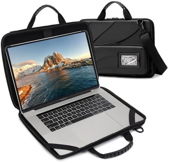 Main image of Laptop Case for 13-14 Inch MacBook Pro Air Chromebook HP Lenovo Work-in Notebook Computer Hard Shell Laptop Bag for Men Women with Pouch and Shoulder Strap (13"L x 9"W, Black)