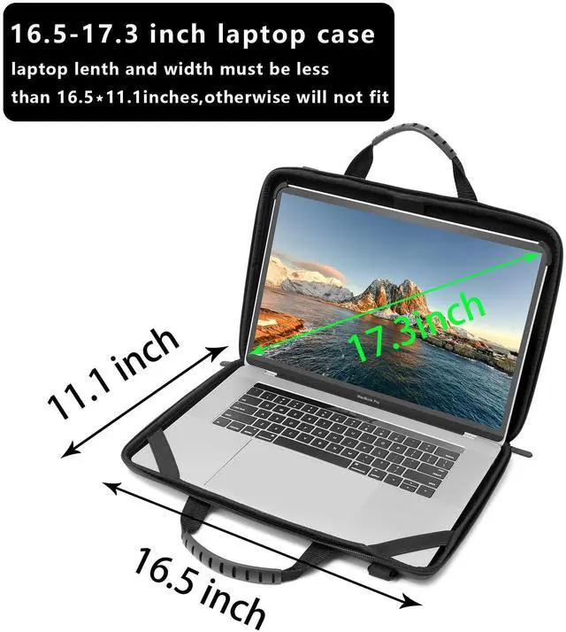 Alt view image 4 of 5 - Laptop Case for 13-14 Inch MacBook Pro Air Chromebook HP Lenovo Work-in Notebook Computer Hard Shell Laptop Bag for Men Women with Pouch and Shoulder Strap (13"L x 9"W, Black)
