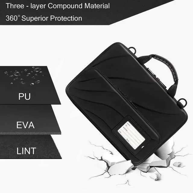 Alt view image 5 of 5 - Laptop Case for 13-14 Inch MacBook Pro Air Chromebook HP Lenovo Work-in Notebook Computer Hard Shell Laptop Bag for Men Women with Pouch and Shoulder Strap (13"L x 9"W, Black)