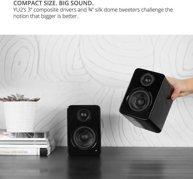 Alt view image 5 of 5 - Kanto YU2GB PC Gaming Desktop Speakers | 3" Composite Drivers | 3/4" Silk Dome Tweeter | Class D Amplifier | 100 Watts | Built-in USB DAC | Subwoofer Output | Pair | Gloss Black