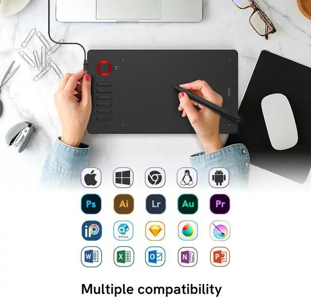 Alt view image 5 of 5 - VEIKK A15Pro Graphics Drawing Tablet 10 x 6 Inch Digital Pen Tablet with 12 Shortcut Keys -1 Quick Dial and Battery-Free Passive Stylus,Supports Tilt Function,for Mac/Chrome/Windows/Linux/Android OS