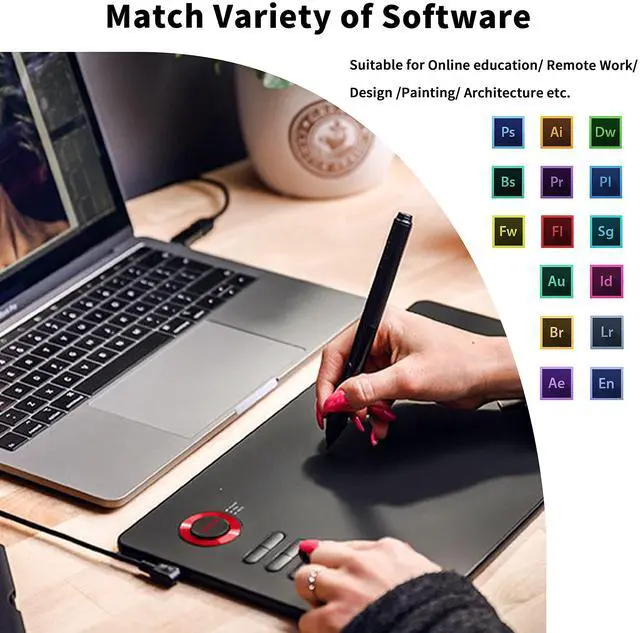 Alt view image 2 of 5 - VEIKK A15Pro Graphics Drawing Tablet 10 x 6 Inch Digital Pen Tablet with 12 Shortcut Keys -1 Quick Dial and Battery-Free Passive Stylus,Supports Tilt Function,for Mac/Chrome/Windows/Linux/Android OS