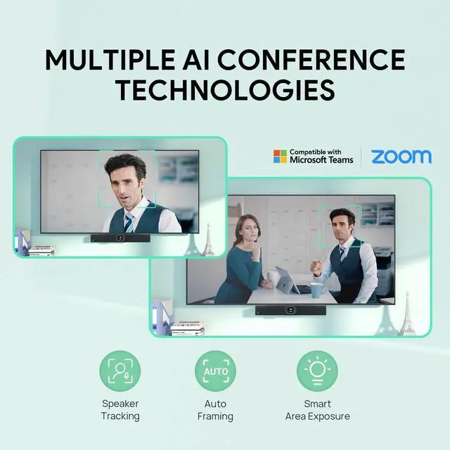 Alt view image 4 of 5 - Yealink UVC40 E2 USB Conference Room Camera System Ultra-HD 4K Video Conference Camera 120° Wide-Angle Lens Built-in 8 Microphone Arrays Auto Framing Speaker Tracking and Smart Area Exposure Webcam