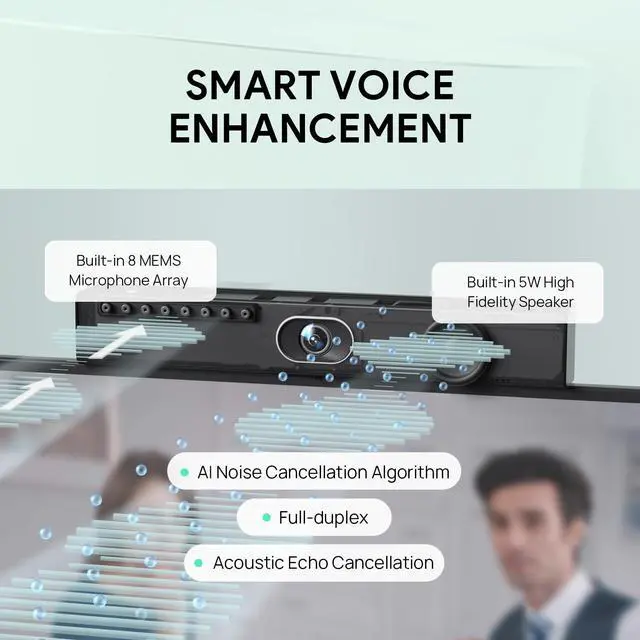 Alt view image 5 of 5 - Yealink UVC40 E2 USB Conference Room Camera System Ultra-HD 4K Video Conference Camera 120° Wide-Angle Lens Built-in 8 Microphone Arrays Auto Framing Speaker Tracking and Smart Area Exposure Webcam