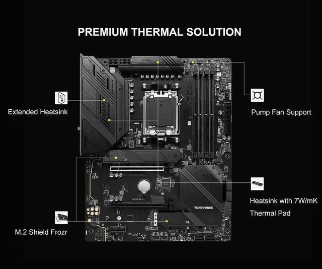 Alt view image 4 of 5 - INLAND MSI MAG B650 Tomahawk WiFi Gaming Motherboard with AMD Ryzen 7 7700X 8-Core 16-Thread AM5 Unlocked Desktop Processor