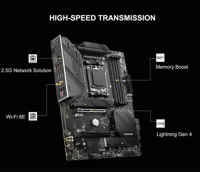 Alt view image 5 of 5 - INLAND MSI MAG B650 Tomahawk WiFi Gaming Motherboard with AMD Ryzen 7 7700X 8-Core 16-Thread AM5 Unlocked Desktop Processor