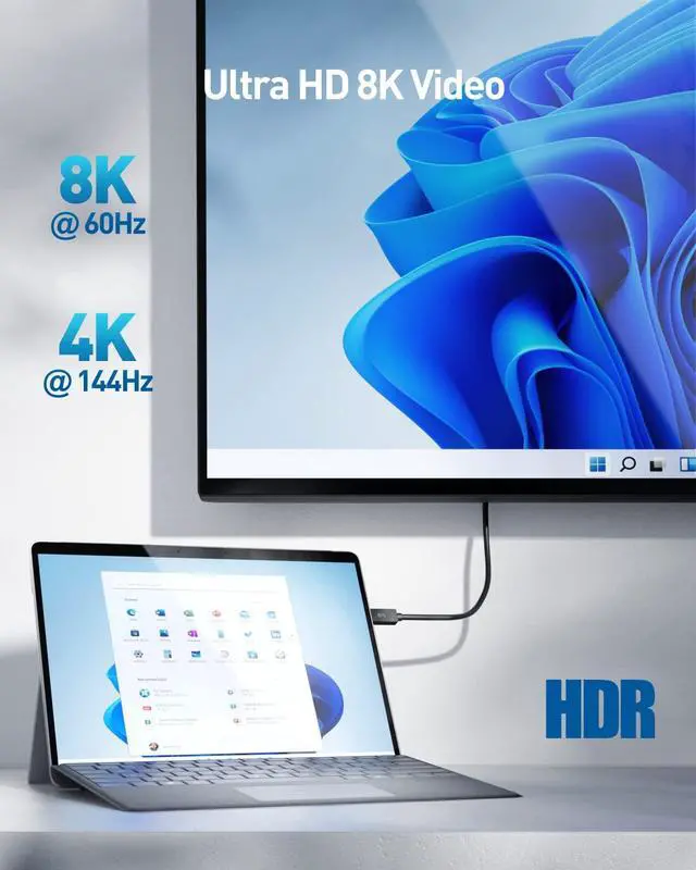 Alt view image 4 of 5 - [Designed for Microsoft Surface] Cable Matters USB4 Cable 6 ft, Supports Up to [8K@60Hz / 4K@240Hz Video, 100W Charging, 20Gbps Data Transfer] for Surface Devices