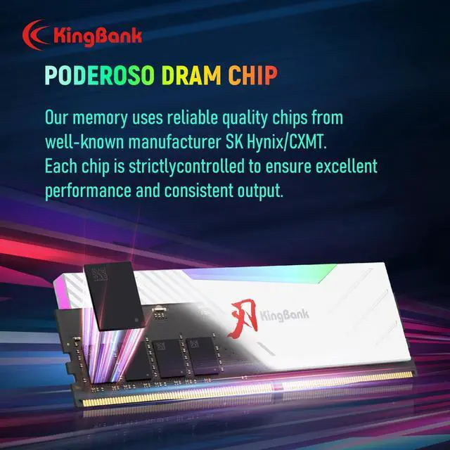 Alt view image 4 of 5 - KingBank RGB Desktop Computer Memory Ram CXMT/Hynix DDR4 16GB(2x8GB) 3600MHz 1.35V CL18 with Heatsink for Desktop Computer Gaming/Office/PS