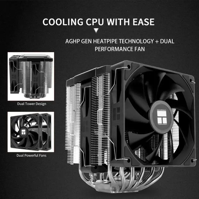 Alt view image 4 of 5 - Thermalright Peerless Assassin 120 Digital Black CPU Air Cooler, Digital Screen Top Cover,6 Heatpipes Computer CPU Cooler, for AM4/AM5,Intel LGA1700/1851/1150/1151/1200, PC Cooler-Black