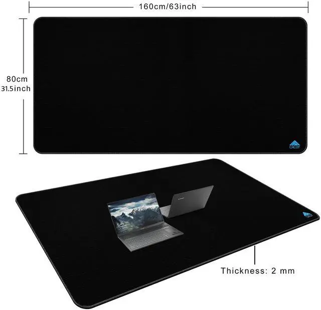 Alt view image 2 of 5 - Cacoy 63 x 31.5 Super Large Gaming Mouse Pad, Oversized Giant Full Desktop Mouse Pads, Non-Slip Rubber Base Desk Mat, XXXXL Extended Keyboard Mouse Mat, Office Computer Desk Pad Protector (Black)