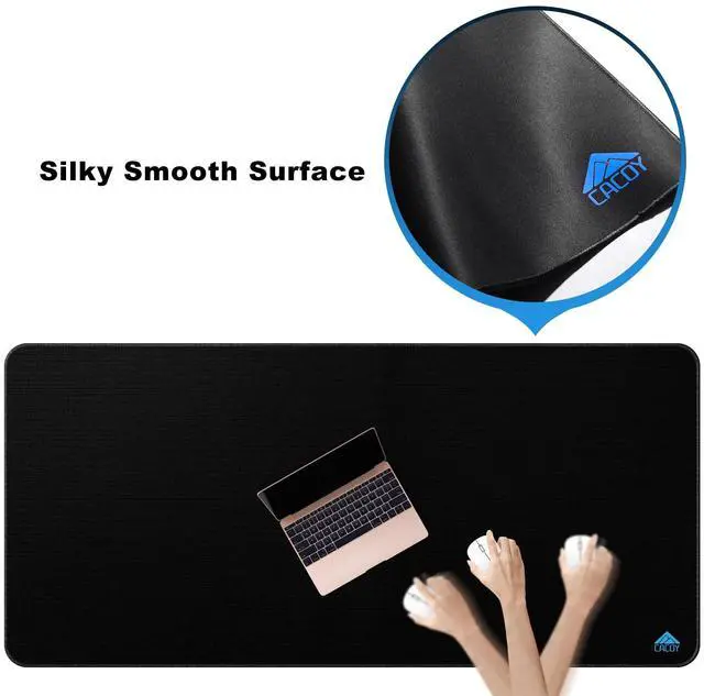 Alt view image 4 of 5 - Cacoy 63 x 31.5 Super Large Gaming Mouse Pad, Oversized Giant Full Desktop Mouse Pads, Non-Slip Rubber Base Desk Mat, XXXXL Extended Keyboard Mouse Mat, Office Computer Desk Pad Protector (Black)