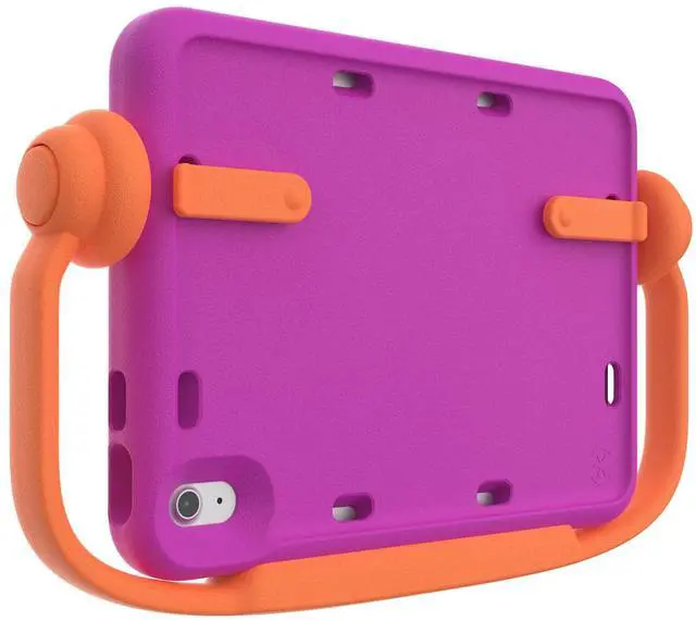 Alt view image 3 of 5 - Speck iPad Case for Kids - Heavy Duty Protective Case for 10.9 Inch iPad 10th Generation - Multi-Range Stand & Handle - Works for Car Headrests & Table Top Watching - Violet/Flux Orange