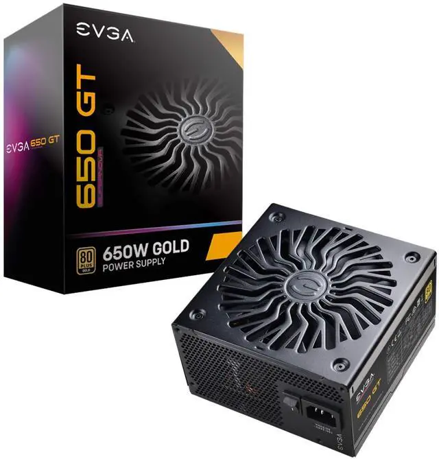 Main image of EVGA 650 GT, 80 Plus Gold 650W, Fully Modular, Auto Eco Mode with FDB Fan, 100% Japanese Capacitors, 7 Year Warranty, Includes Power ON Self Tester, Compact 150mm Size, Power Supply 220-GT-0650-Y1