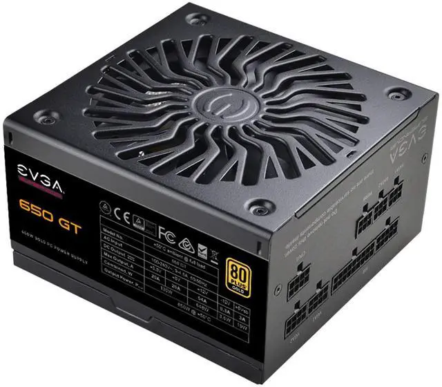 Alt view image 4 of 5 - EVGA 650 GT, 80 Plus Gold 650W, Fully Modular, Auto Eco Mode with FDB Fan, 100% Japanese Capacitors, 7 Year Warranty, Includes Power ON Self Tester, Compact 150mm Size, Power Supply 220-GT-0650-Y1