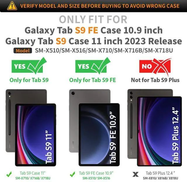 Alt view image 2 of 5 - Timecity Case for Samsung Galaxy Tab S10 FE/ S9 FE 5G 10.9''/ S9 11'': Heavy Duty Protection with Screen Protector, Pen Holder, [360 Rotating Hand Grip] &Stand, S10 FE/ S9 FE/ S9 Tablet Case, Black