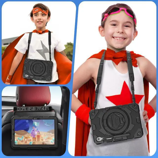 Alt view image 5 of 5 - Timecity Case for Samsung Galaxy Tab S10 FE/ S9 FE 5G 10.9''/ S9 11'': Heavy Duty Protection with Screen Protector, Pen Holder, [360 Rotating Hand Grip] &Stand, S10 FE/ S9 FE/ S9 Tablet Case, Black