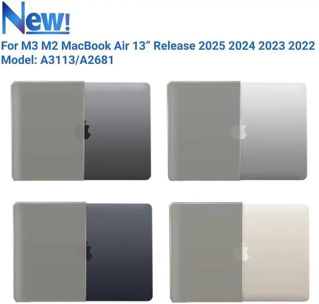Alt view image 4 of 5 - IBENZER Compatible with 2025 2024 2023 2022 MacBook Air 13 inch case M4 A3240 M3 A3113 M2 A2681, Hard Shell Case & Sleeve & Keyboard Cover & Type-C Adapter for Mac Air 13.6, Gray, KK-GY+3