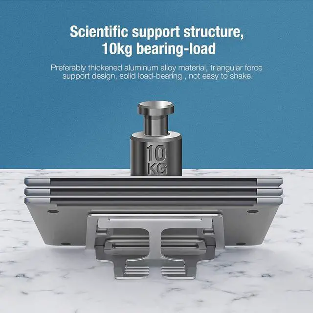 Alt view image 3 of 5 - Nillkin Laptop Stand, FlexDesk Laptop Riser with Antiskid Silicone and Protective Hooks, Adjustable Aluminum Desktop Holder for MacBook, HP and Other 11-17 Inch Notebook (Medium)