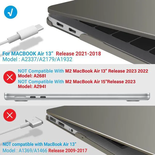 Alt view image 4 of 5 - IBENZER Compatible with New MacBook Air 13 inch Case 2022 2021 2020 M1 A2337 A2179 A1932, Hard Shell Case & Sleeve & Keyboard Cover & Type C for Mac Air 13 with Touch ID, Gray, MAT13-GY+3