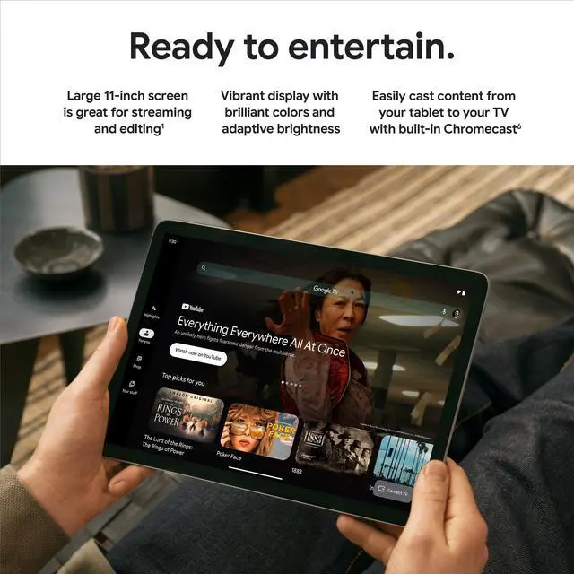 Alt view image 5 of 5 - Google Pixel Tablet - Android Tablet with 11-Inch Screen and Extra-Long Battery Life - Hazel - 8 GB RAM - 256 GB