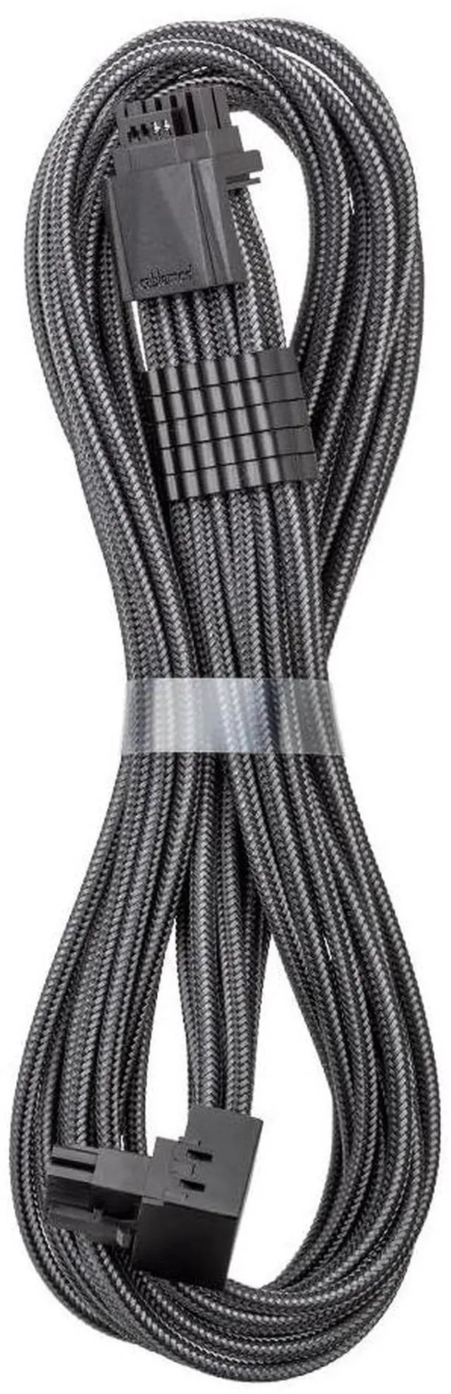 Main image of CableMod Universal Pro ModMesh Sleeved 12V-2x6 12VHPWR 90° StealthSense Direct PCIe Cable (Variant A, Carbon)