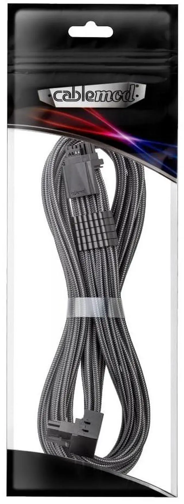 Alt view image 5 of 5 - CableMod Universal Pro ModMesh Sleeved 12V-2x6 12VHPWR 90° StealthSense Direct PCIe Cable (Variant A, Carbon)