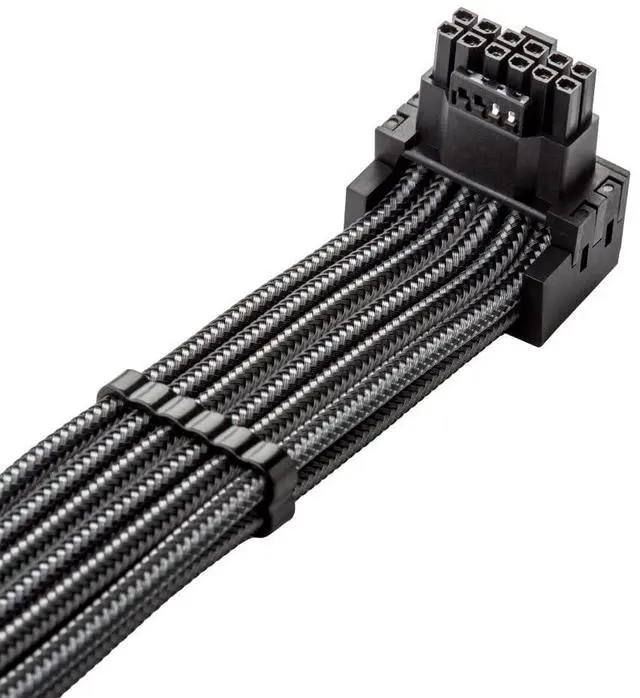 Alt view image 4 of 5 - CableMod Universal Pro ModMesh Sleeved 12V-2x6 12VHPWR 90° StealthSense Direct PCIe Cable (Variant A, Carbon)
