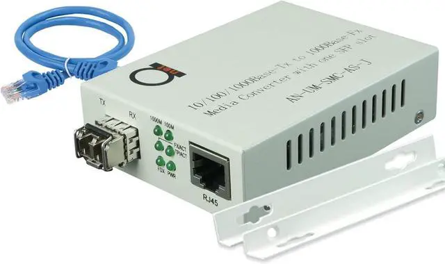 Main image of Multimode LC 850 nm Gigabit Fiber Media Converter - Includes SFP 550 m (0.34 Miles) LC  to UTP Cat5e Cat6 10/100/1000 RJ-45  Auto Sensing Gigabit or Fast Ethernet Speed - Jumbo Frame - LLF Support