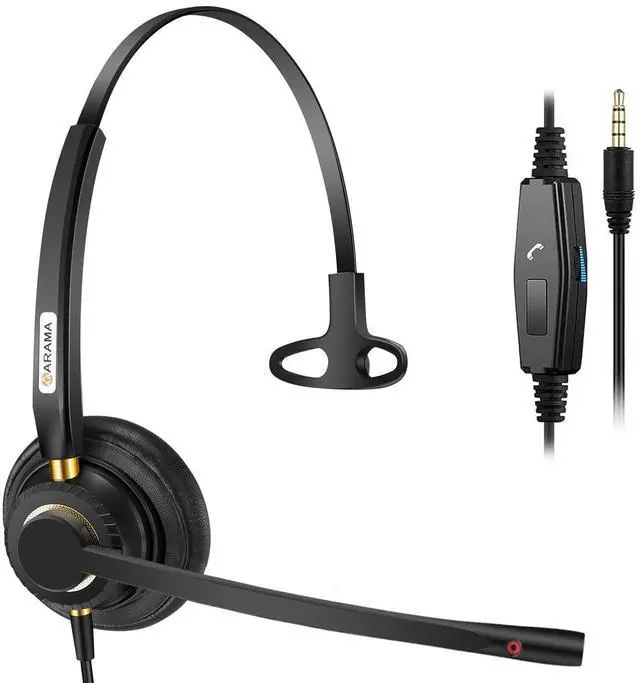 Main image of Arama Cell Phone Headset with Microphone Noise Cancelling & Audio Controls Ultra Comfort for Office Cell Phone iPhone Computer(Monaural-3.5mm)