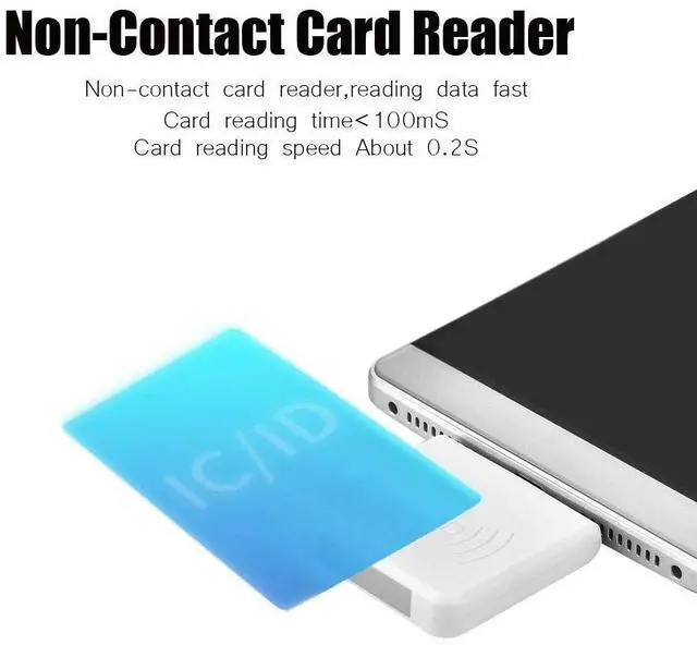 Alt view image 4 of 5 - Portable Contactless Smart Card Reader, High Frequency RFID ID Mobile Phone Card Reader with USB Male Interface, 0.2s Fast Card Reading, IC/ID Dual Version, Support PC Phone Tablet (White)