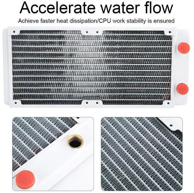Alt view image 3 of 5 - Water Cooling Radiator,240mm Computer Water Cooling White Copper Heat Sink with 12 Pipes,PC Water-Cooled Tube Easy to Install,Suitable for Computer Water Cooling Systems,Beauty Apparatus