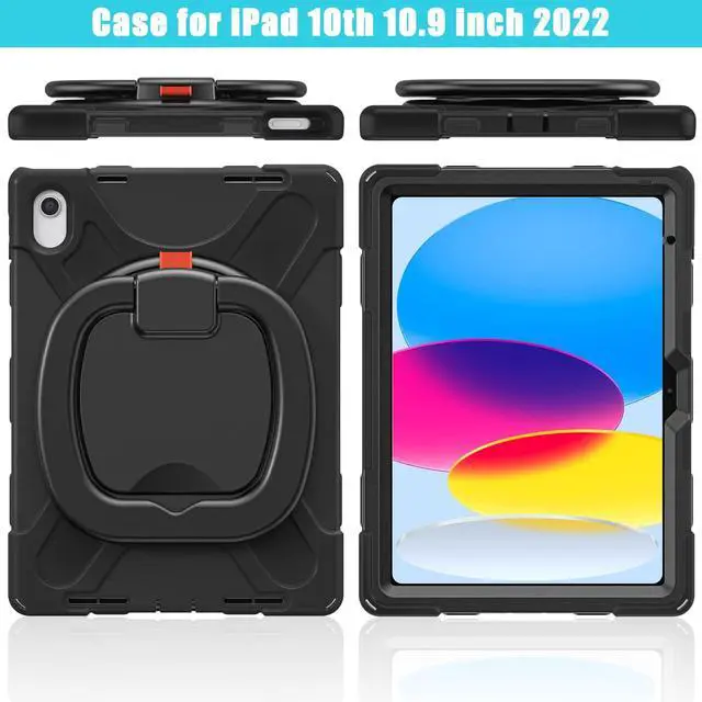 Alt view image 2 of 5 - BKOUNCTK for iPad (A16) 11th/10th Generation Case 2025/2022 (11/10.9),Heavy Sturdy Shockproof Kids Case with Screen Protector,Rotating Stand/Pencil Holder/Shoulder Strap - Carnival Night Black
