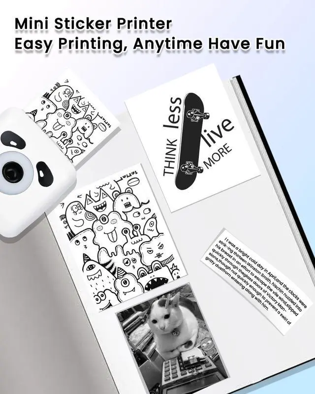 Alt view image 3 of 4 - BORN4SHIP Fifteen Rolls Thermal Paper, 9 Rolls of self-Adhesive Thermal Paper and 6 Rolls Non-Adhesive Thermal Paper + 1 Sticker Printer - for Study Notes/DIY/Journal/Travel/Photo
