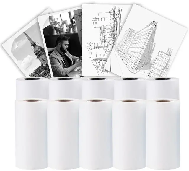 Alt view image 2 of 4 - BORN4SHIP Fifteen Rolls Thermal Paper, 9 Rolls of self-Adhesive Thermal Paper and 6 Rolls Non-Adhesive Thermal Paper + 1 Sticker Printer - for Study Notes/DIY/Journal/Travel/Photo