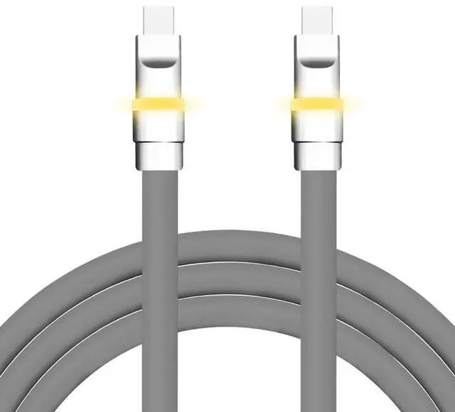 Main image of chubbycable Neon Chubby - Fast Charge Cable with Smart Light RGB Color Gradual Light Up LED USB Charging Cable, Gray, Type-C to Type-C, 1.64 FT