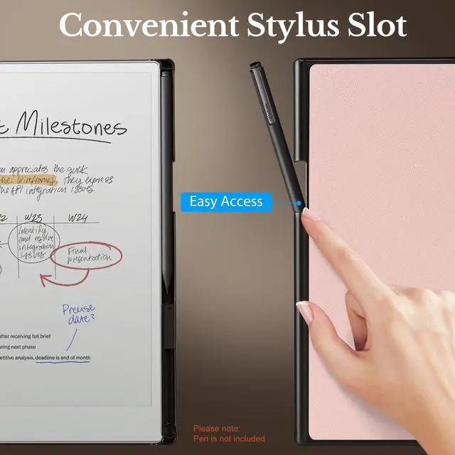 Alt view image 2 of 5 - CoBak Case for Remarkable Paper Pro Color Tablet 11.8" 2024 Released- Smart Auto Sleep/Wake Folio Lightweight Protective Cover with Built-in Pen Holder and Nibs Holder (Rosegold)